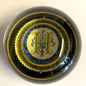 Vintage Punch Studio Crystal Monogram Paperweight.Made in France.